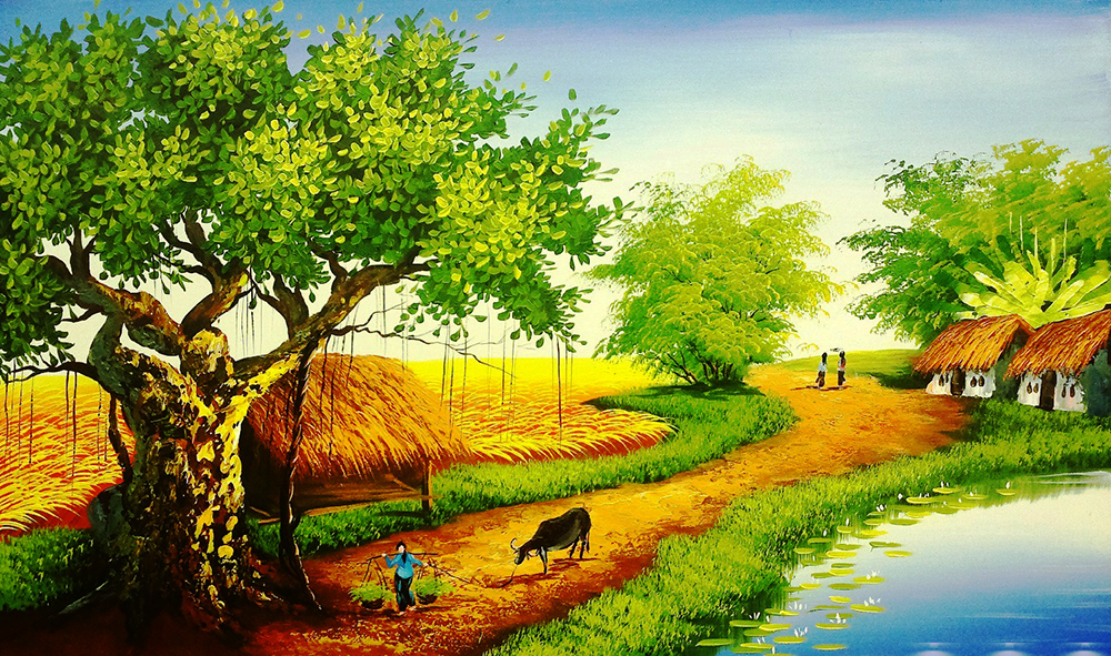  Tranh vẽ phong cảnh làng quê Việt Nam bình dị